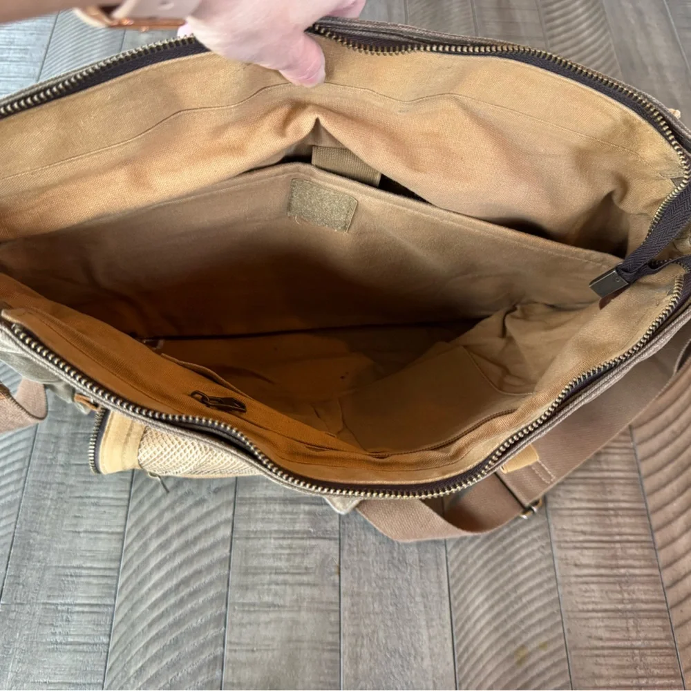Vintage ZB Brown Canvas & Leather Adjustable Straps Messenger Bag